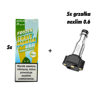 ZESTAW 5x GRZAŁKA NEXLIM + 5x SALT MVL FROZEN BANANA ICE