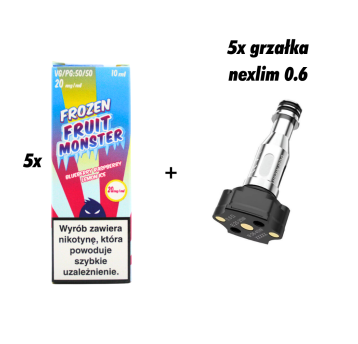 ZESTAW 5x GRZAŁKA NEXLIM + 5x SALT MVL FROZEN BLUEB RASPB LEMON ICE