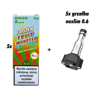 ZESTAW 5x GRZAŁKA NEXLIM + 5x SALT MVL FROZEN MANGO PEACH GUAVA ICE