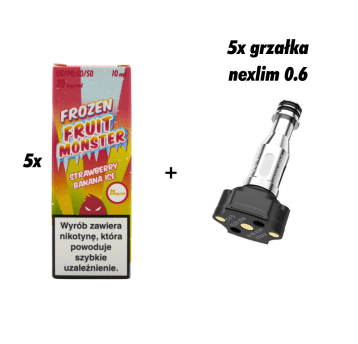 ZESTAW 5x GRZAŁKA NEXLIM + 5x SALT MVL FROZEN STRAWB BANANA ICE