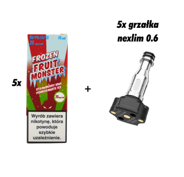 ZESTAW 5x GRZAŁKA NEXLIM + 5x SALT MVL FROZEN STRAWB KIWI POMEG ICE