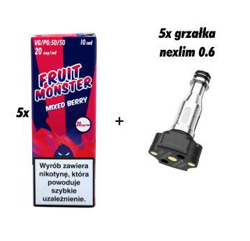 ZESTAW 5x GRZAŁKA NEXLIM + 5x SALT MVL FRUIT MIXED BERRY