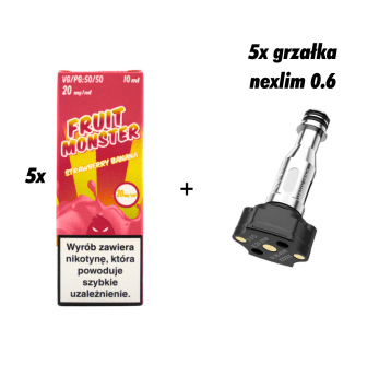 ZESTAW 5x GRZAŁKA NEXLIM + 5x SALT MVL FRUIT STRAWB BANANA