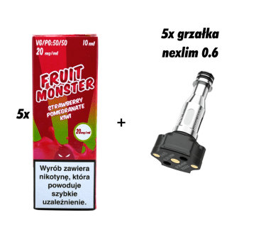 ZESTAW 5x GRZAŁKA NEXLIM + 5x SALT MVL FRUIT STRAWB POMEG KIWI