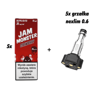 ZESTAW 5x GRZAŁKA NEXLIM + 5x SALT MVL JAM STRAWBERRY