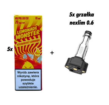 ZESTAW 5x GRZAŁKA NEXLIM + 5x SALT MVL LEMONADE STRAWBERRY
