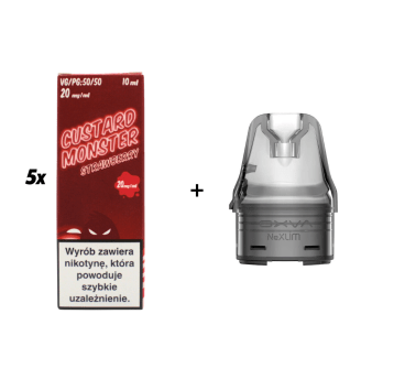 ZESTAW WKŁAD NEXLIM + 5x SALT MVL CUSTARD STRAWBERRY